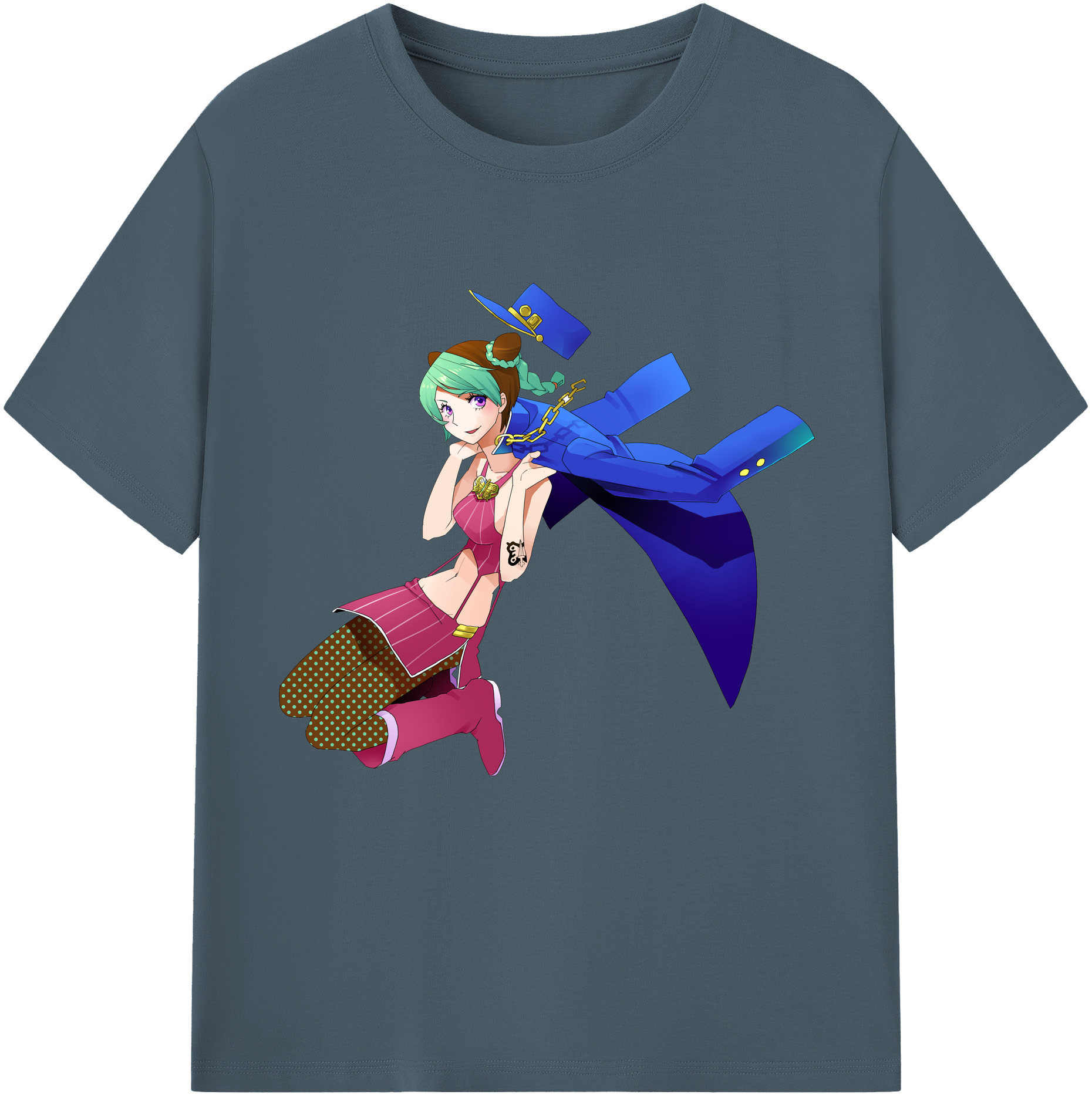 （画像用） "ジョジョの奇妙な冒険 くうじょう ジョリーン JoJo's Bizarre Adventure Jolyne Cujoh " 綿100％半袖Tシャツ（フロントプリント）